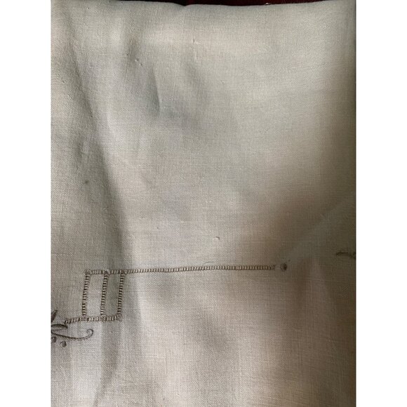 66x50” Cut Out Unbleached Muslin Tablecloth Brown Tan Embroidered Details with M - Picture 7 of 7